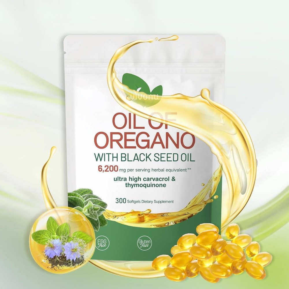 20:1 Concentrated Oregano Oil, Non-GMO Clean Formula with Black Seed Oil