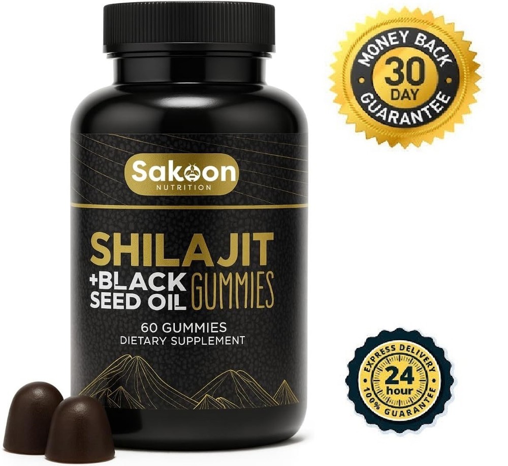 Pure Shilajit Gummies With Black Seed Oil – Energy Boost, Immune Support – 60Pcs