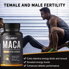Maca Root Capsules 1500 Mg with Black + Red+Yellow Supplement for Men and Women
