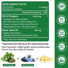 Nature’s live Oil of Oregano with Black Seed Oil, 2 in 1 Oregano Supplement f…