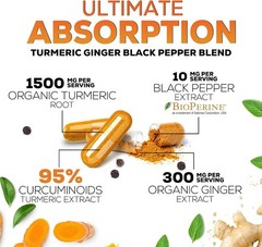 Turmeric Curcumin Highest Potency 95% 1950mg with BioPerine Black Pepper Extract