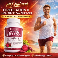 Purely Natural,60-Counts, 1~3 PACKS Beravia Organic Beet Root Capsules