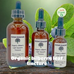 Certified Organic Handcrafted Bilberry Leaf Double Extracted Glycerin Tincture