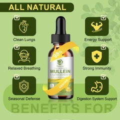 Mullein Drops for Lungs Liquid – Support Respiratory Herbal Supplement USA