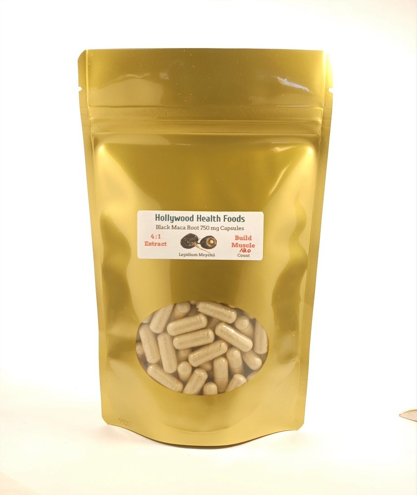 Black Maca Root Capsules 750 mg Bodybuilding Muscle Mass Workout Strength