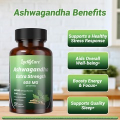 Ashwagandha 600mg w/Black Pepper 5mg Extract Gluten Free Supplement 120 Caps Lot