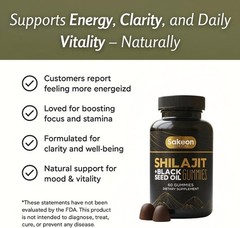 Pure Shilajit Gummies With Black Seed Oil – Energy Boost, Immune Support – 60Pcs