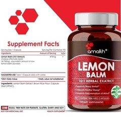 Lemon Balm Seed Extract Melissa – 500 mg 90 Capsules – 90 Days Supply – Sleep