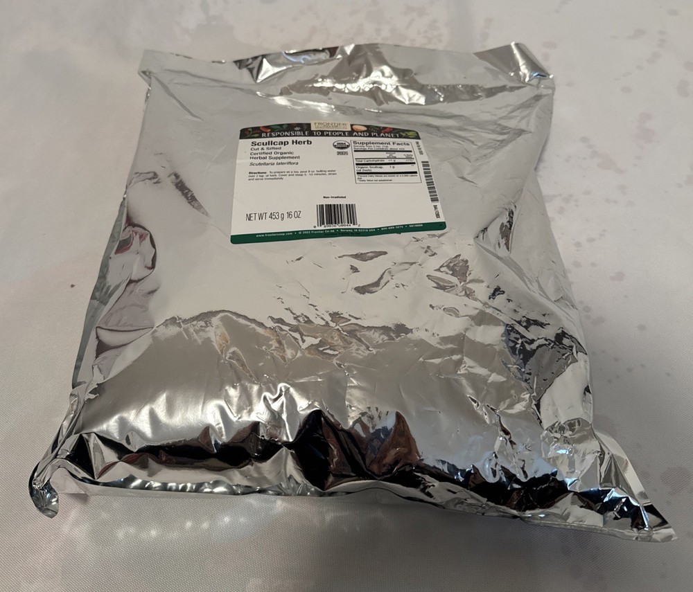 Organic Scullcap Herb, Cut & Sifted, 16 oz 453 g Exp 12/2028-New-US Seller