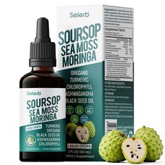 Liquid Soursop Bitters Drops with Sea Moss Moringa Turmeric Black Seed 2 Fl Oz