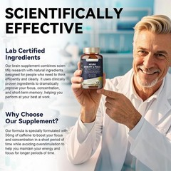 Brain Supplement for Memory Focus Ginkgo Biloba L-Tyrosine Alpha GPC Bacopa