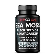 3 Pack Sea Moss Black Seed Oil Ashwagandha Burdock Root Turmeric 270 Capsules