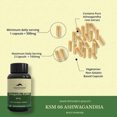 Rasayanam Ashwagandha KSM-66 (500mg) Capsule Energy Endurance Strength (60 Caps)