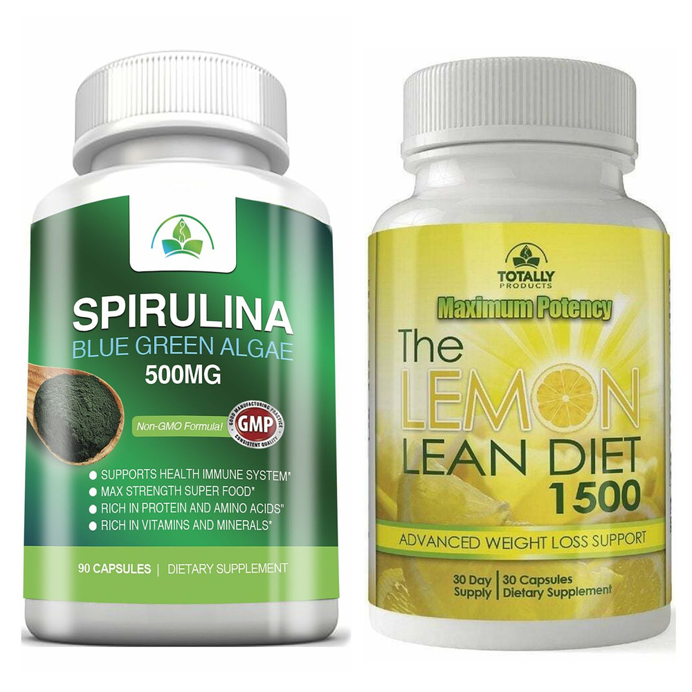 Spirulina Blue Green Algae Immune Support Lemon Powder Weight Management 30 Caps