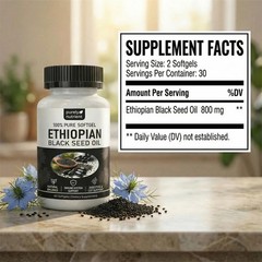 Ethiopian Black Seed Oil Softgels |4.64% Thymoquinone |Gluten-Free, 60 capsules
