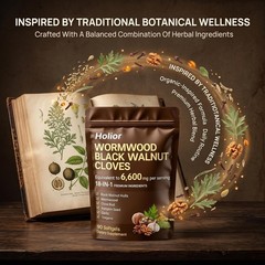 Holior 18-in-1 Black Walnut & Wormwood Herbal Blend for 240 Count (Pack of 1)