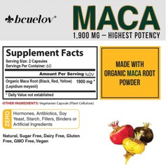 Maca Root 1900mg – Energy & Stamina, Gluten-Free, Non-GMO