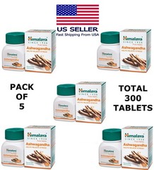 Ashwagandha Ashvagandha Himalaya 60 Tablets USA Seller Free Shipping (Pack Of 5)