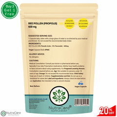 Bee Pollen Propolis Capsules 600mg-(10% Phenolic Acids, 15% Flavonoid)-90Capsule