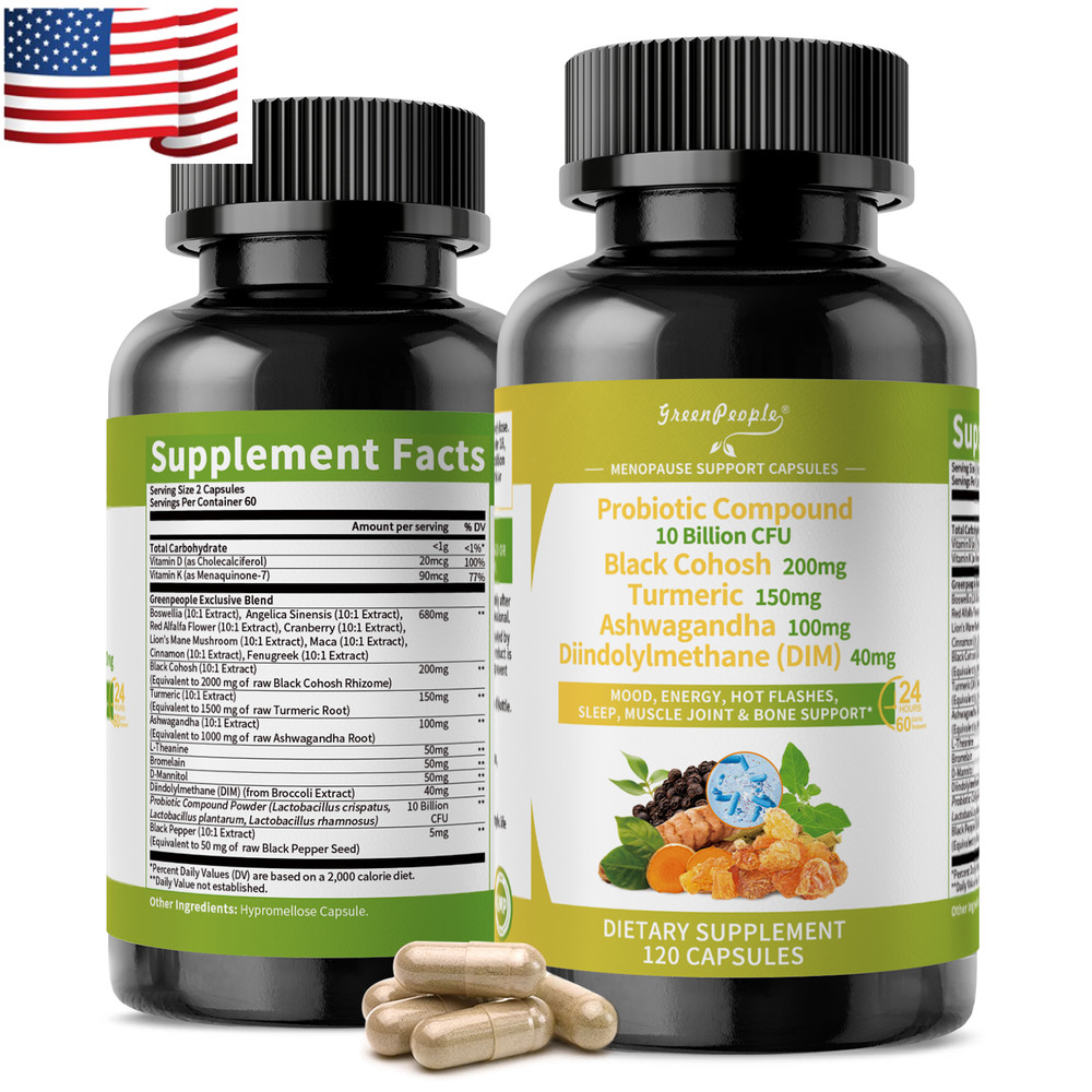 Herbal Menopause Supplement for Women 120 Capsules for Night Sweats Hot Flashes