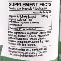 Artichoke Leaf Vegan Non-GMO by US-Based Wild & Organic Co. – 5,000 mg 90 Caps