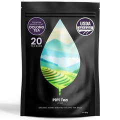 PiPi Tea Organic Oolong Bags – Whole Leaf, 20 (4g Each) 20