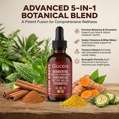 Glucora Berberina Liquida Gotas, Berberine with Ceylon Cinnamon Liquid Drops, Su