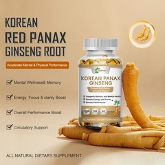 Korean Red Panax Ginseng 120 Capsules 1600mg Extra Strength NON-GMO No Fillers