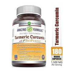 Amazing Formulas Turmeric Curcumin BioPerine 1500 mg 180 Veg Caps By Amazing Nut