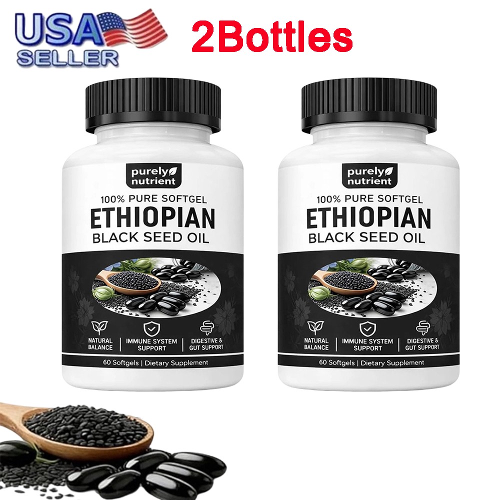 Ethiopian Black Seed Oil Softgels |4.64% Thymoquinone |Gluten-Free, 60 capsules
