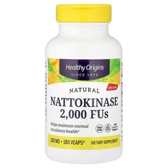 Healthy Origins Nattokinase 2 000 FU s 100 mg 180 Vcaps All-Natural, Egg-Free,