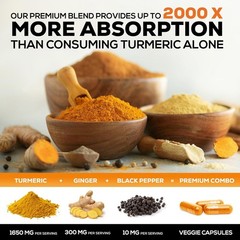 Turmeric Curcumin Highest Potency 95% 1950mg with BioPerine Black Pepper Extract
