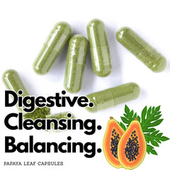 Papaya Leaf Capsules | 60/120 Ct | Vegan | 100% Natural Digestive & Immune Aid