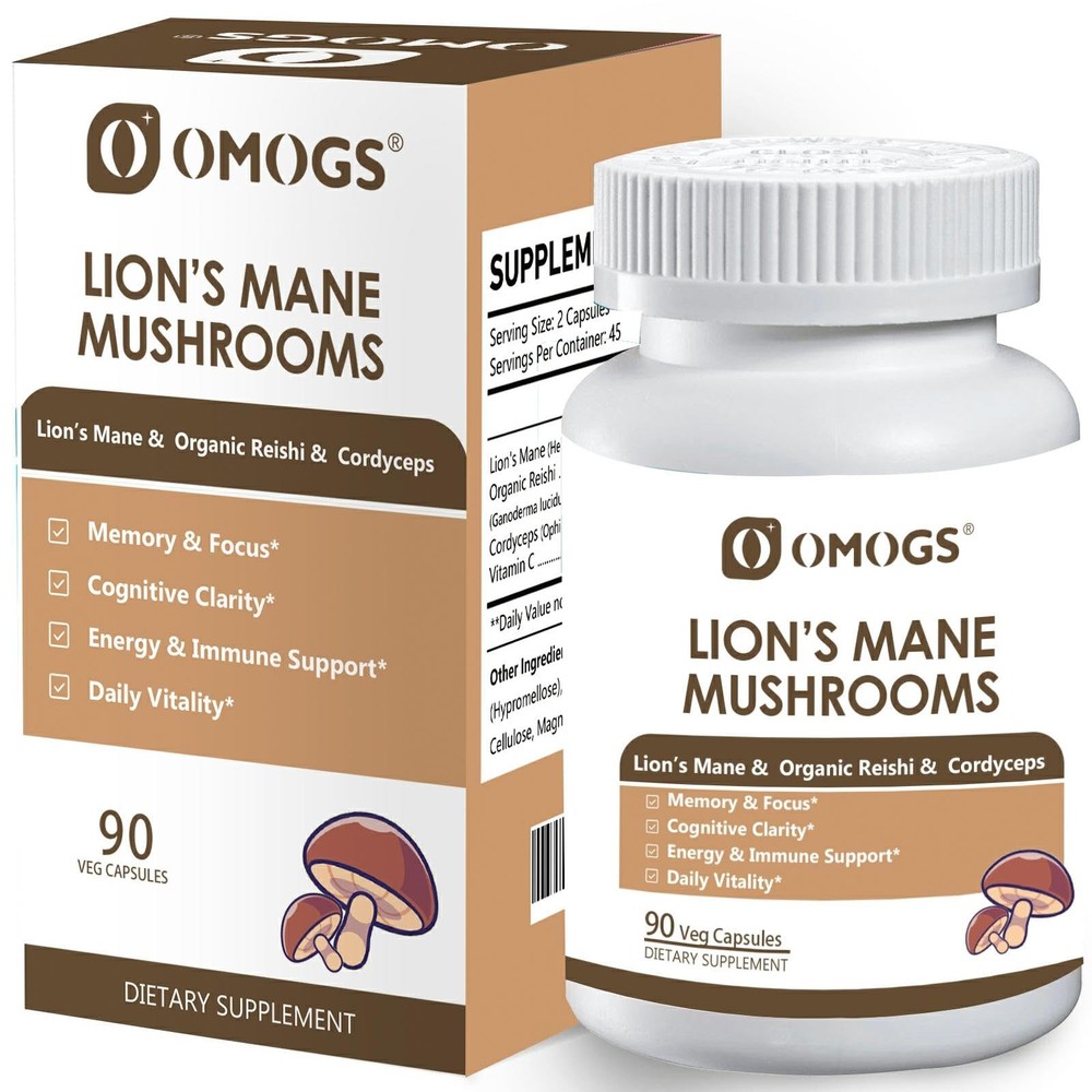 Mushroom Complex Supplement 10:1 Extract Lions Mane Brain Immune Support 90 Caps