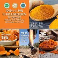 Turmeric Curcumin with Bioperine 1950mg High Absorption Triple Strength Capsules