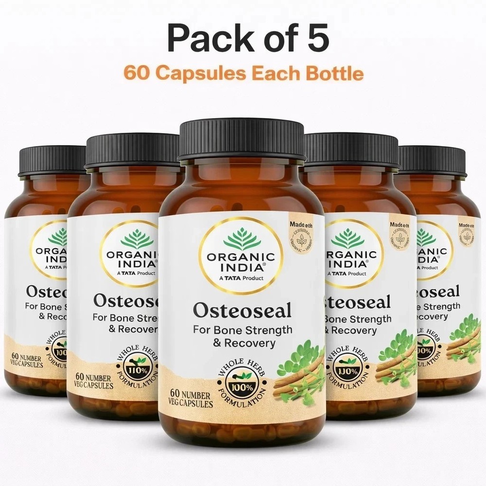 5 X Organic India Osteoseal 300 Caps Ayurvedic Bone Health Exp 2028