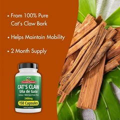 Cat’s Claw 150Capsules – Uña de Gato 100% Natural Cats Claw Bark Grown in Peru