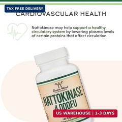 Nattokinase Supplement 4,000 FU Servings, 120 Capsules (Derived from Japanese Na