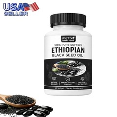 Ethiopian Black Seed Oil Softgels |4.64% Thymoquinone | Non-Gmo, Gluten-Free,60