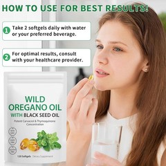 Oil of Oregano Softgels, 120 Count 2 in 1 6000mg Oil of Oregano with Black Seed