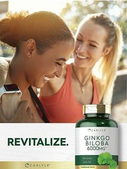 Ginkgo Biloba 6000 Mg Supports Healthy Brain Function Mental Alertness, 200 Caps