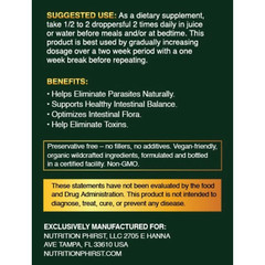 Parasite Cleanser Alcohol Free, Wormwood, Black Walnut, Clove, Detox 2 fl.oz US