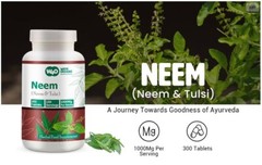 Neem Tulsi Tablets, 300 Pills, 150 Servings. Equal Ratio of Neem & Tulsi(2 Pack)