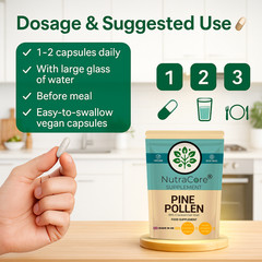 Pine Pollen Capsule, 8000mg-99% Cracked Cell -Testosterone Support & Sleep Aid