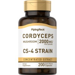 Cordyceps Mushroom | 2000mg | 200 Capsules | CS-4 Strain | by Piping Rock