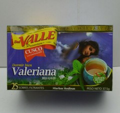 Del Valle Valeriana 25 Tea Bags. 100% Natural Premium Cusco – Peru 37.5g/1.32oz