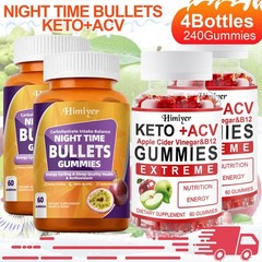 4 Bottles Keto ACV + Night Time Antioxidant Gummies, Total 240 Gummies