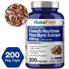 NusaPure French Maritime Pine Bark Extract 400mg per Veggie Caps 200-Day