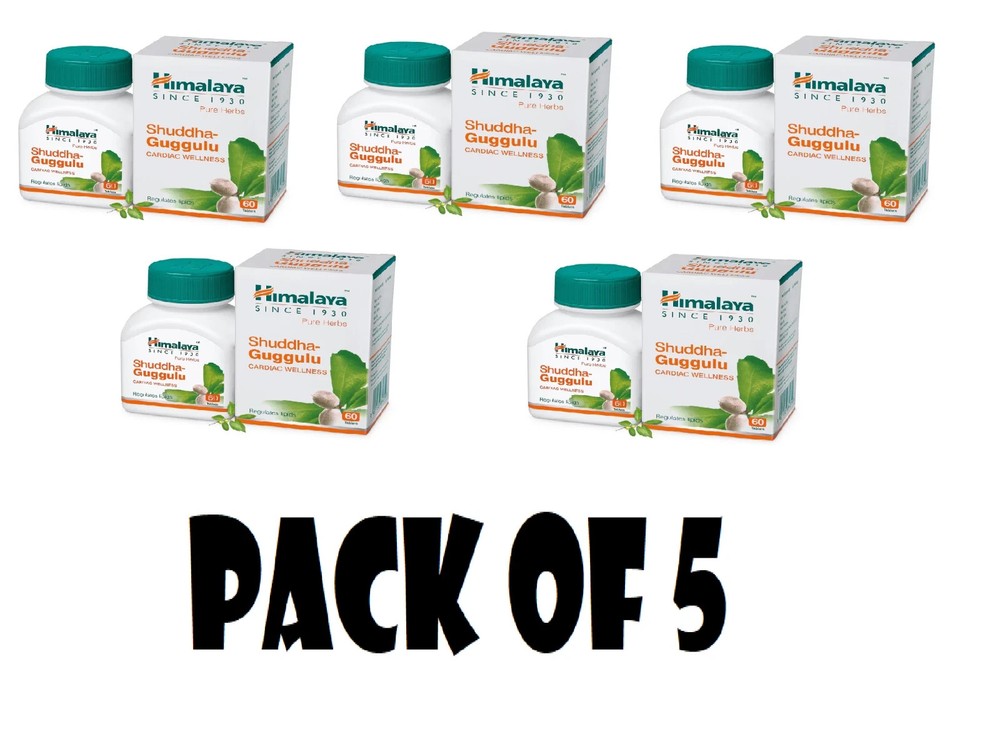 Himalaya Shuddha Guggulu 60 Tabs Each Wellness Herbal Supplement Pack of 5