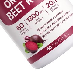 Purely Natural,60-Counts, 1~3 PACKS Beravia Organic Beet Root Capsules